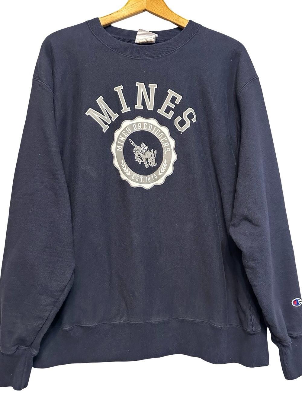 Champion Reverse Weave Mines Orediggers Sweatshirt XL Navy Crewneck College
